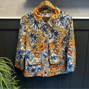 Christopher‎ & Banks Buttonfront Floral Jacket Women's XL Multicolor